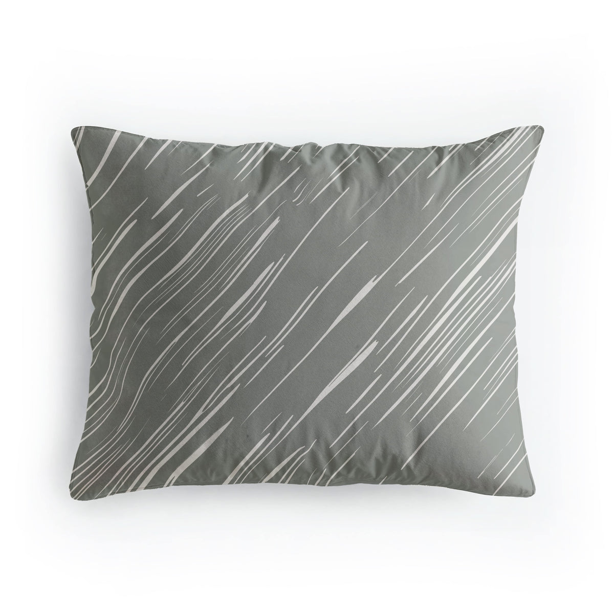 Royalbed Baumwolle Kissenbezüge Set von 2 - Mellow Stone, rechteckig 80x80 cm, aus hochwertiger Baumwolle in Grau mit weißen diagonalen Streifen - maschinenwaschbar und perfekt für ein modernes Ambiente.
