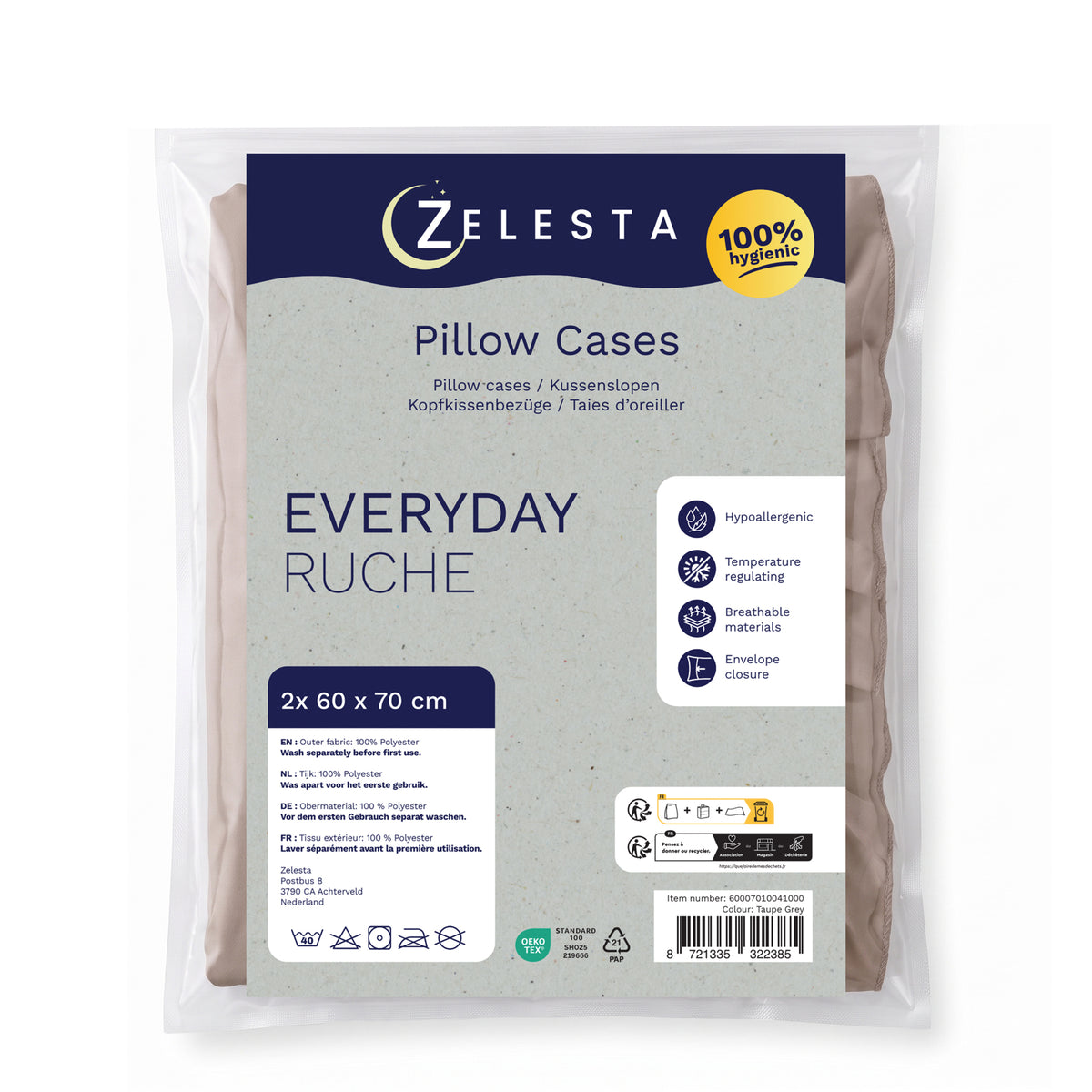 Zelesta Everyday Ruffles Kissenbezüge Set von 2 - Khaki
