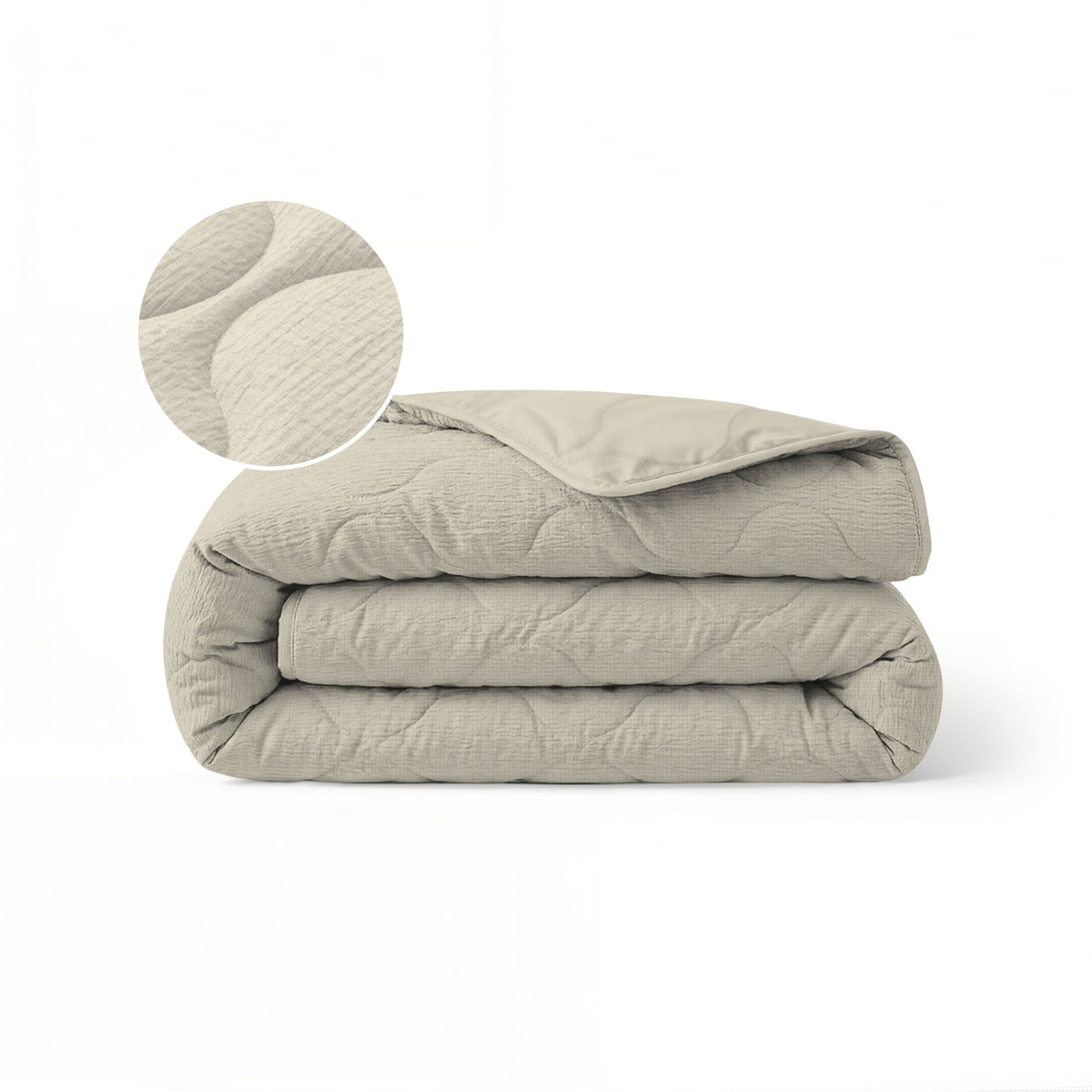 Zelesta Special Seersucker Sommerbettdecke - Mandelmilch Beige