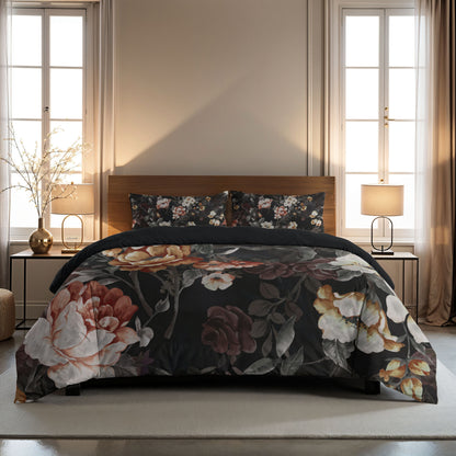 Zelesta Comfort Design Nahtlose Bettdecke - Golden Age Flower Black