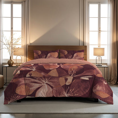 Zelesta Comfort Design Nahtlose Bettdecke - Oversized Flower Blush Red