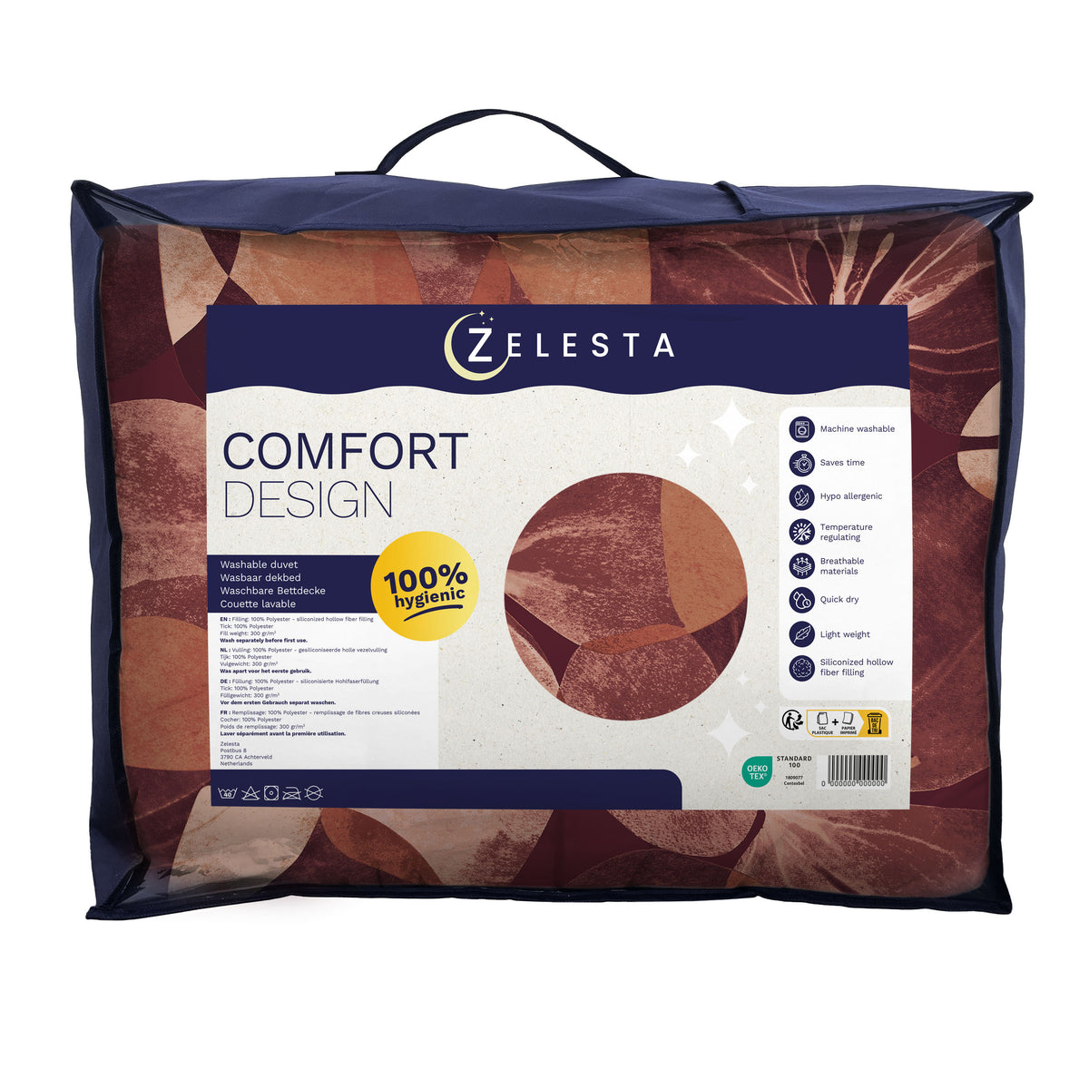 Zelesta Comfort Design Nahtlose Bettdecke - Oversized Flower Blush Red