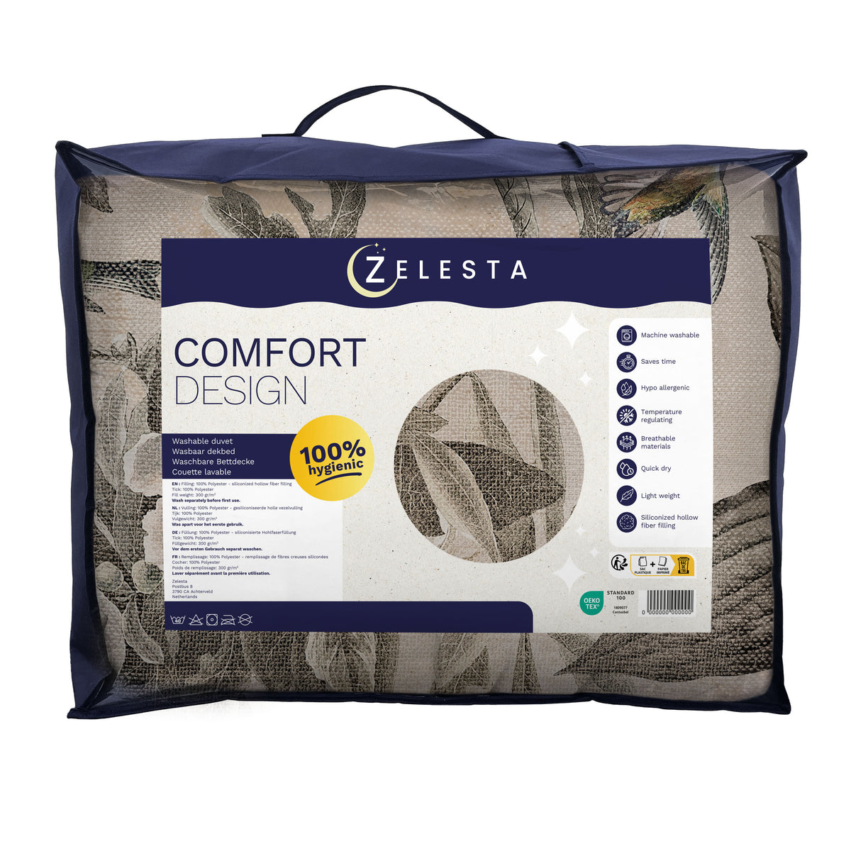 Zelesta Comfort Design Nahtlose Bettdecke - Vintage Birds Sand