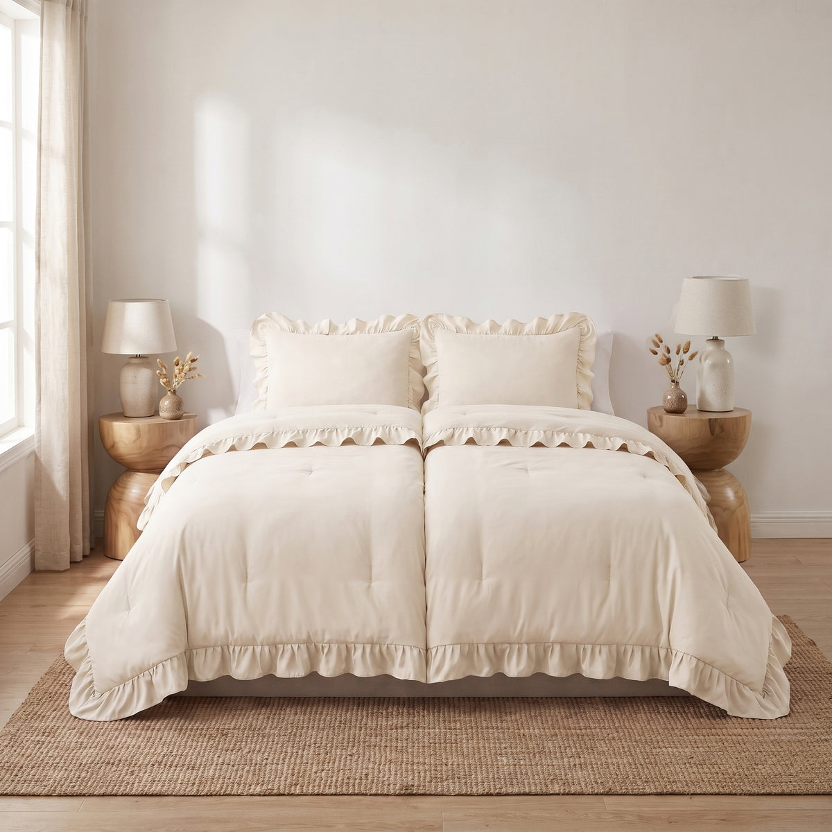 Zelesta Everyday Ruffles Bettdecke - Cremeweiß