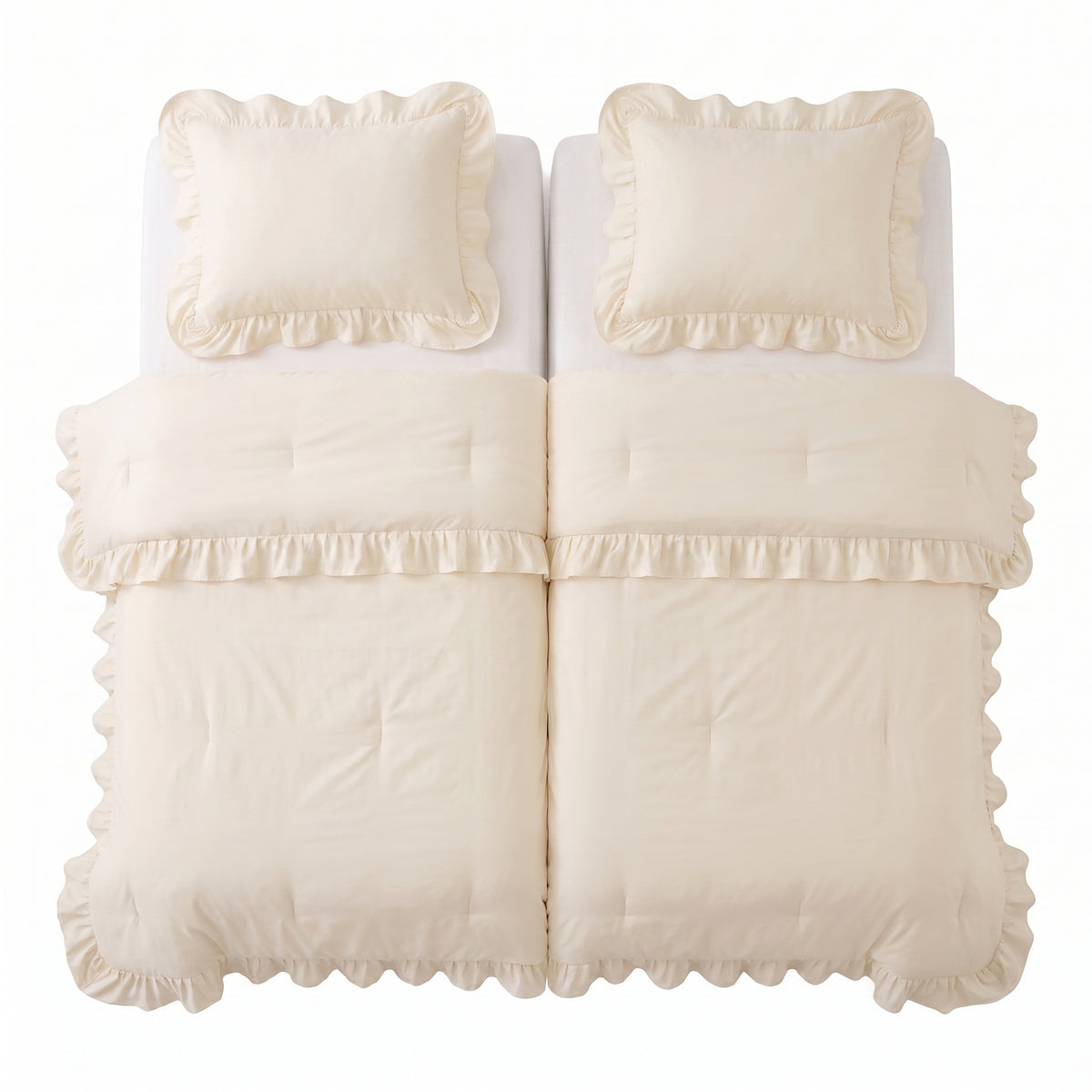 Zelesta Everyday Ruffles Bettdecke - Cremeweiß