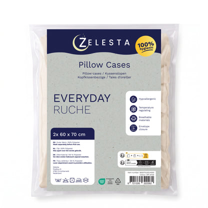 Zelesta Everyday Ruffles Kissenbezüge Set von 2 - Cremeweiß
