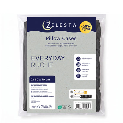 Zelesta Everyday Ruffles Kissenbezüge Set von 2 - Anthrazit