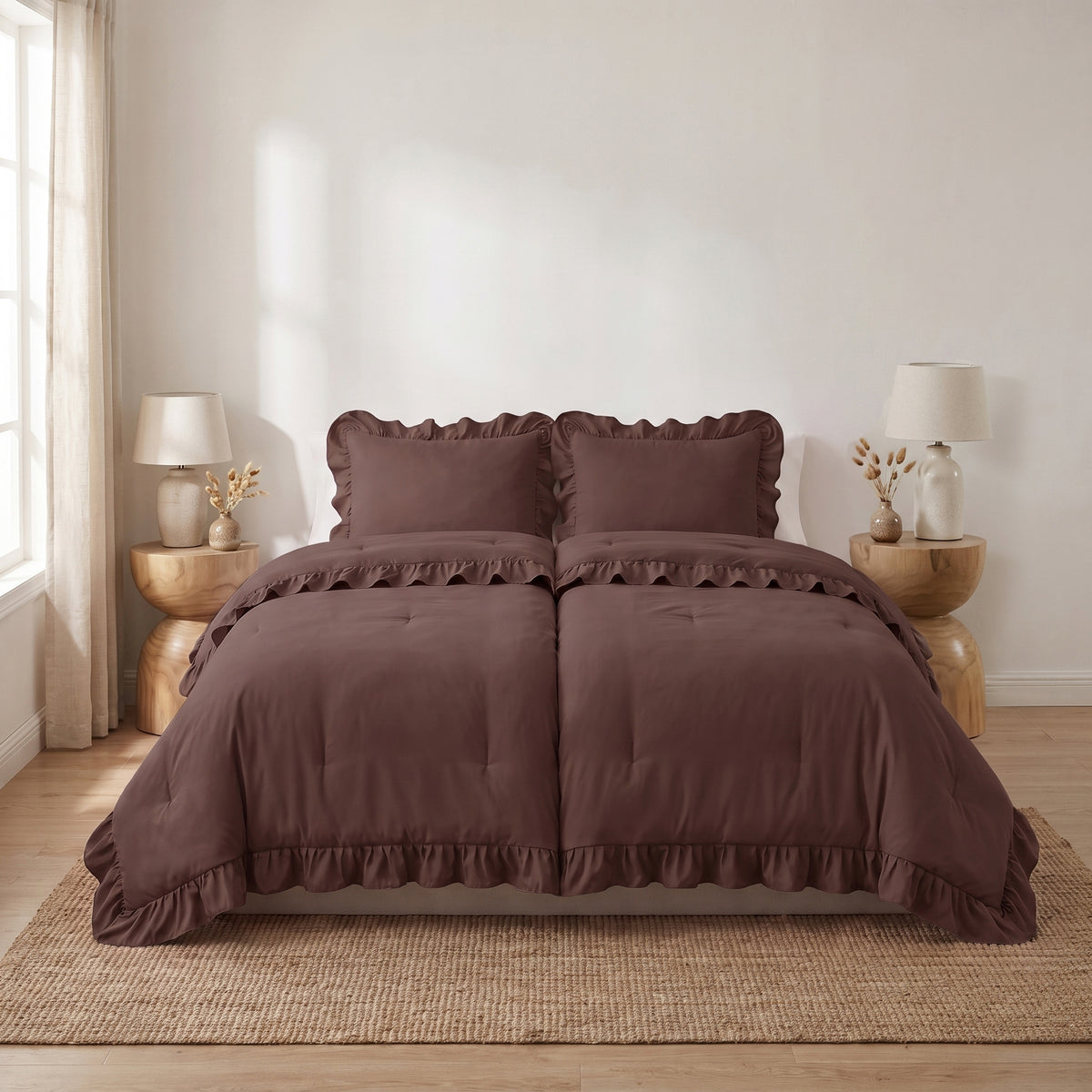 Zelesta Everyday Ruffles Bettdecke - Dunkelbraun