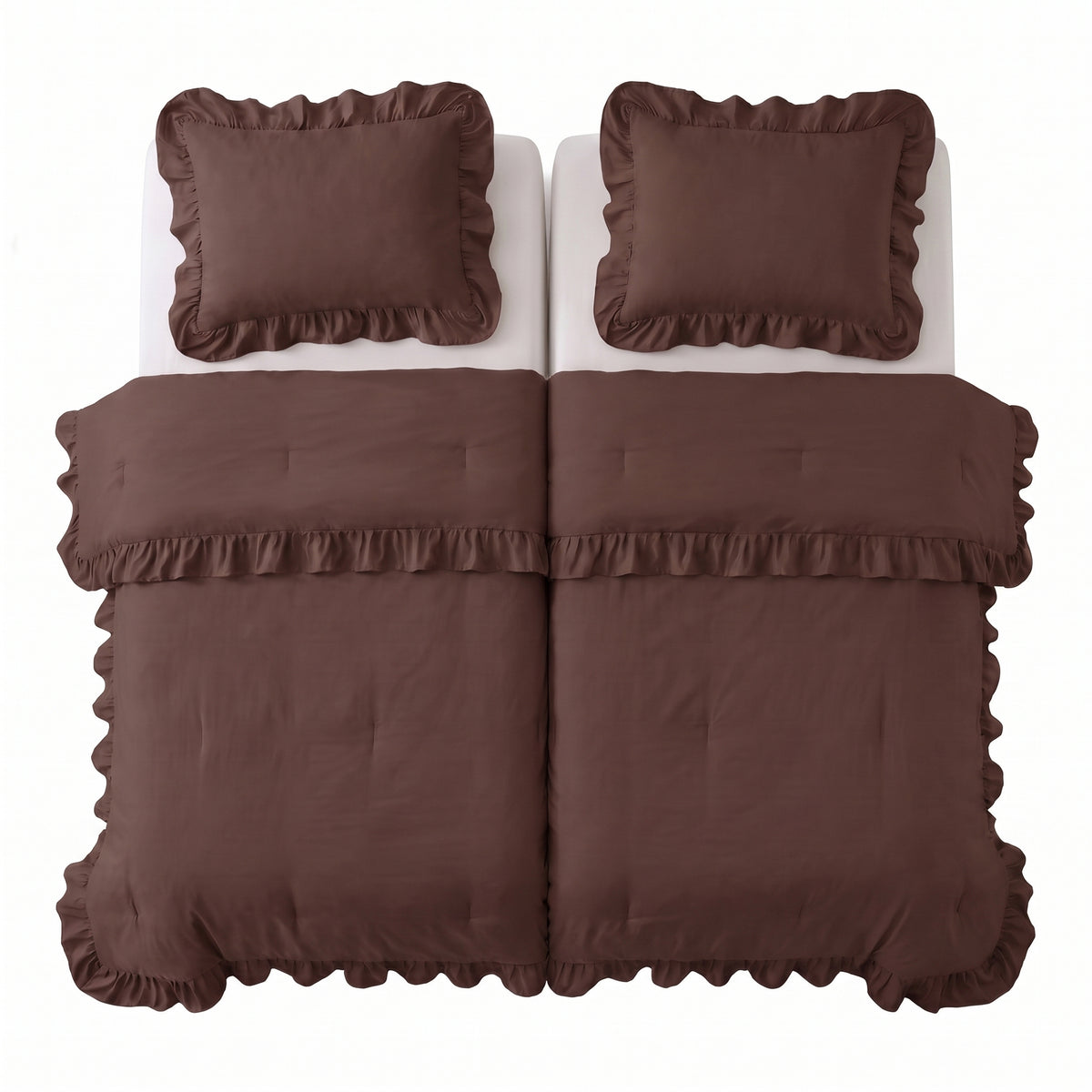 Zelesta Everyday Ruffles Bettdecke - Dunkelbraun