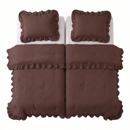 Zelesta Everyday Ruffles Bettdecke - Dunkelbraun