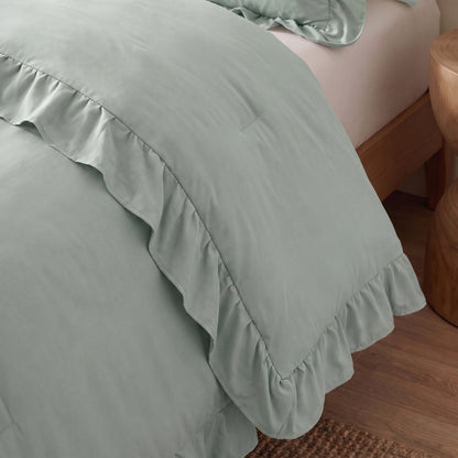 Zelesta Everyday Ruffles Bettdecke - Meergrün