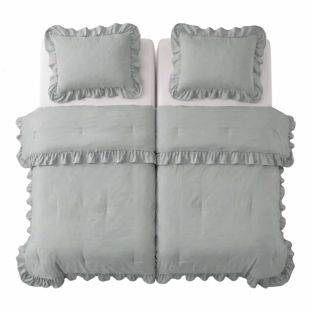 Zelesta Everyday Ruffles Bettdecke - Meergrün