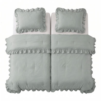 Zelesta Everyday Ruffles Bettdecke - Meergrün