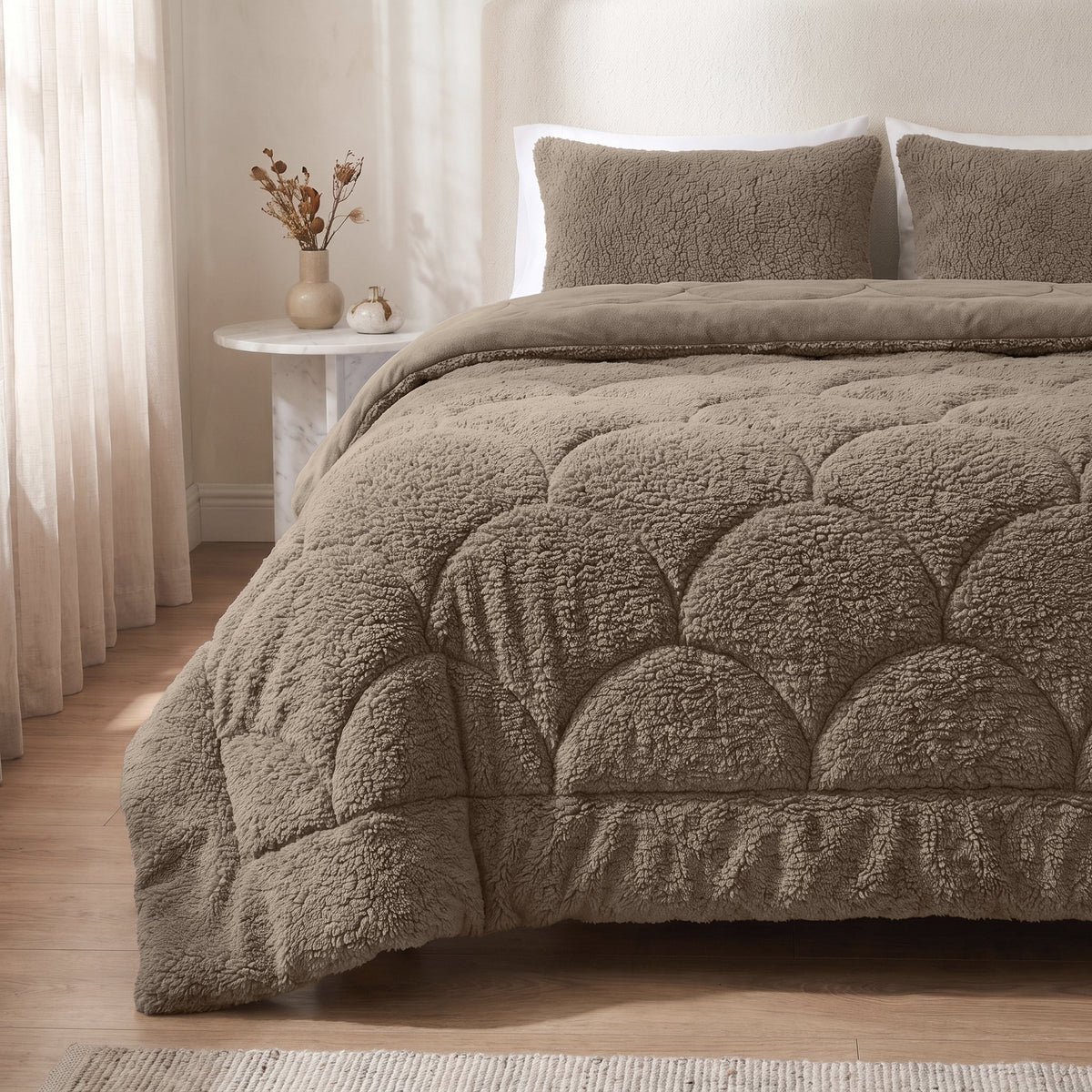 Zelesta Special Teddy Chenille Bettdecke - Dunkeltaupe