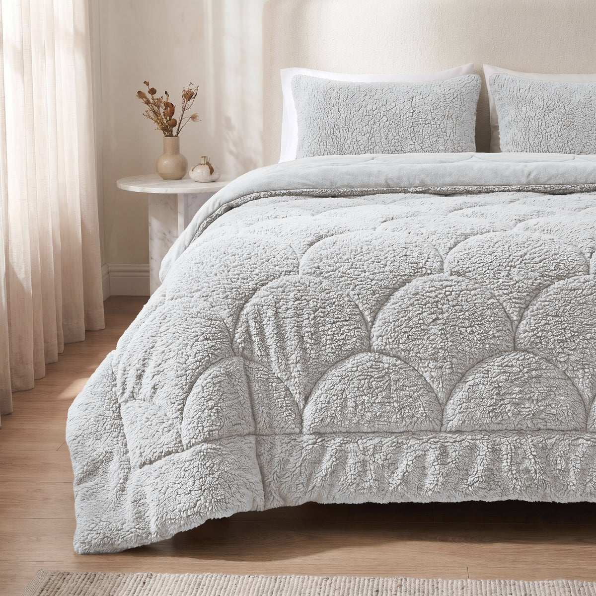 Zelesta Special Teddy Chenille Bettdecke - Grau