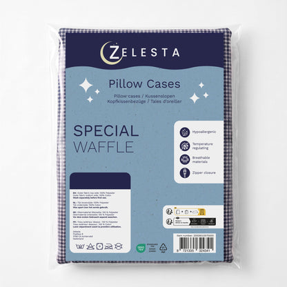 Zelesta Special Waffel-Percal Kissenbezüge Set von 2 - Marineblau-Mix