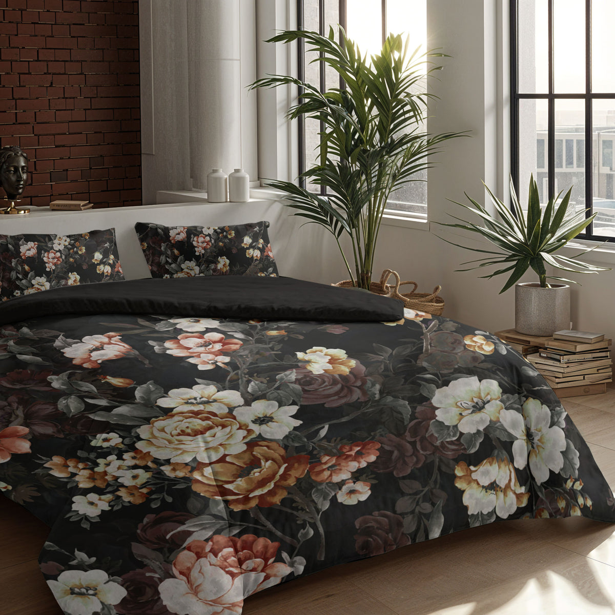 Zelesta Comfort Design Nahtlose Bettdecke - Golden Age Flower Black