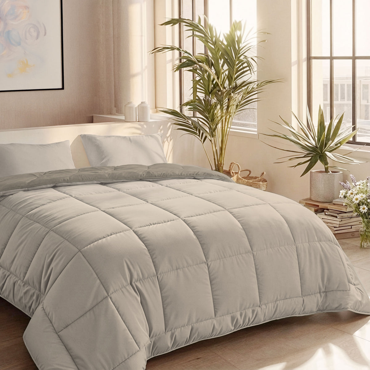 Zelesta Comfort Duo Sommerbettdecke - Taupe & Champagner
