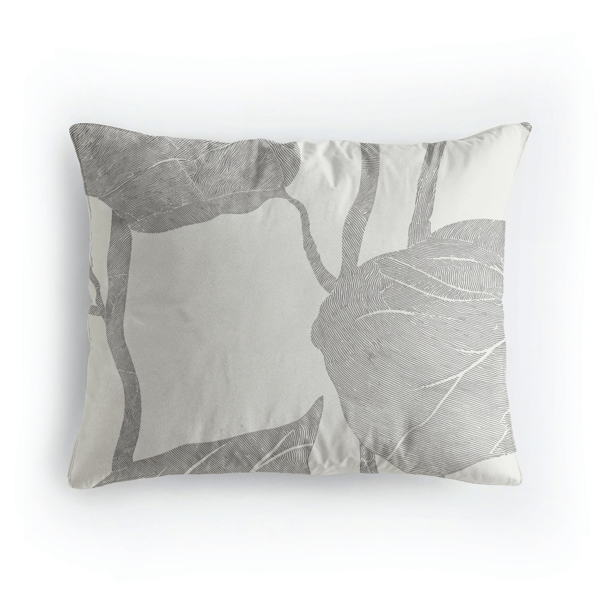 Das Royalbed Baumwolle Kissenbezüge Set von 2 - Spring Buds bietet rechteckige 80x80cm Kissenbezüge mit einem hellen Hintergrund und einem dezenten grauen Blätterzweigmuster, hergestellt aus superweicher Mikrofaser und waschmaschinenfest für einfache Pflege.