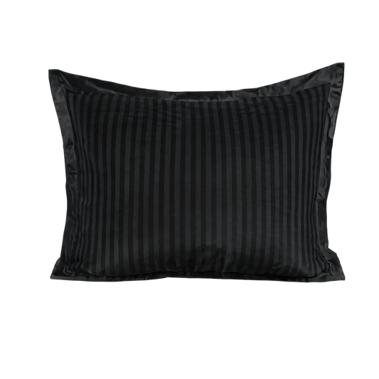 zailistade.comluxe Hotel Stripe Baumwollsatin Kissenbezüge Set von 2 - Schwarz