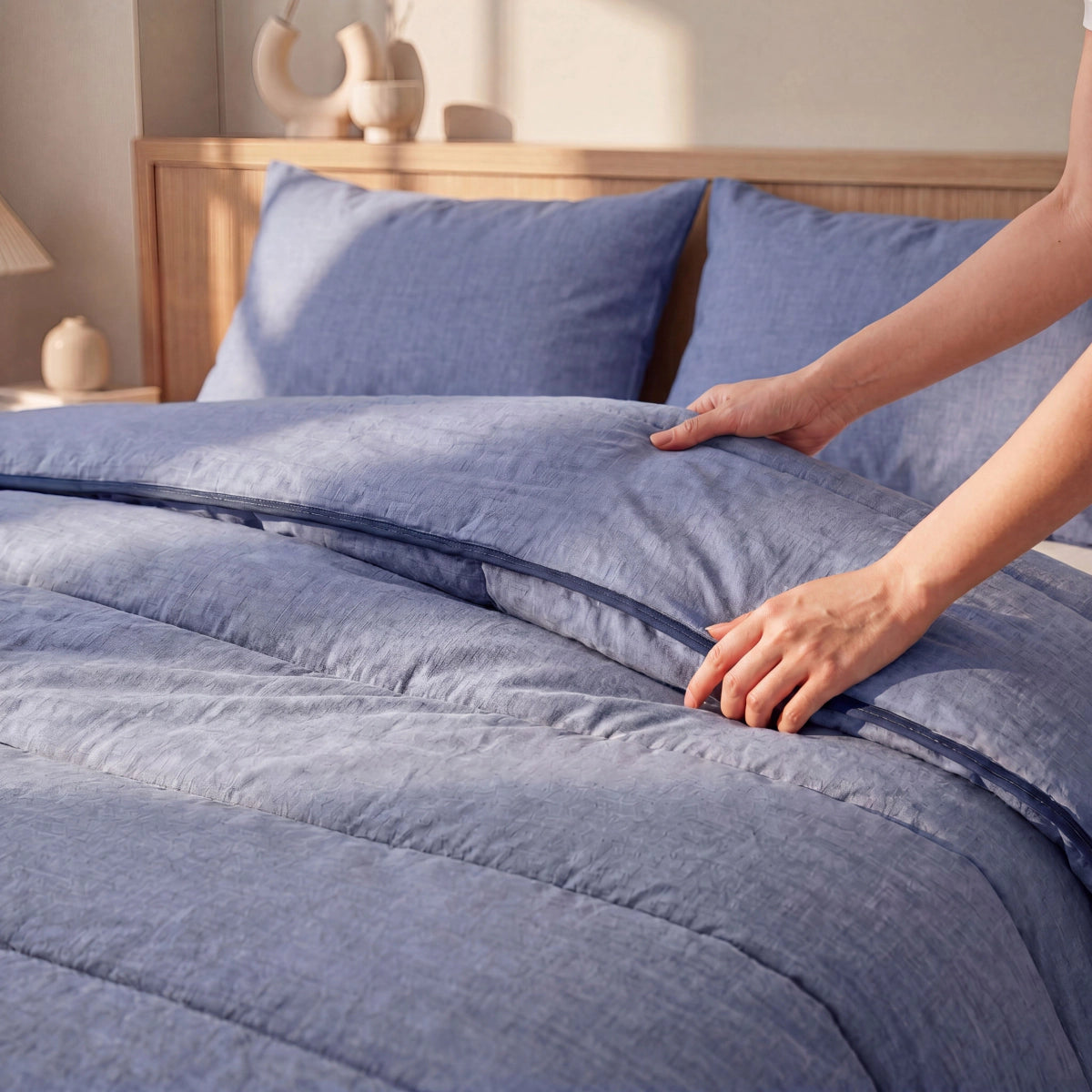 Zelesta Comfort Structure Sommerbettdecke - Denim