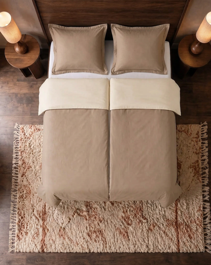 Zelesta Pure Duo No Stitch Baumwolle Bettdecke - Grau & Cremefarben