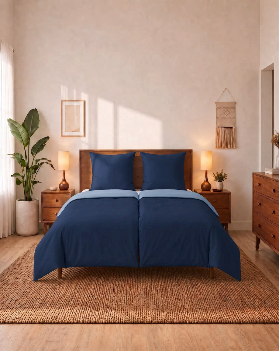 Zelesta Comfort Duo No Stitch Bettdecke - Blau & Marineblau