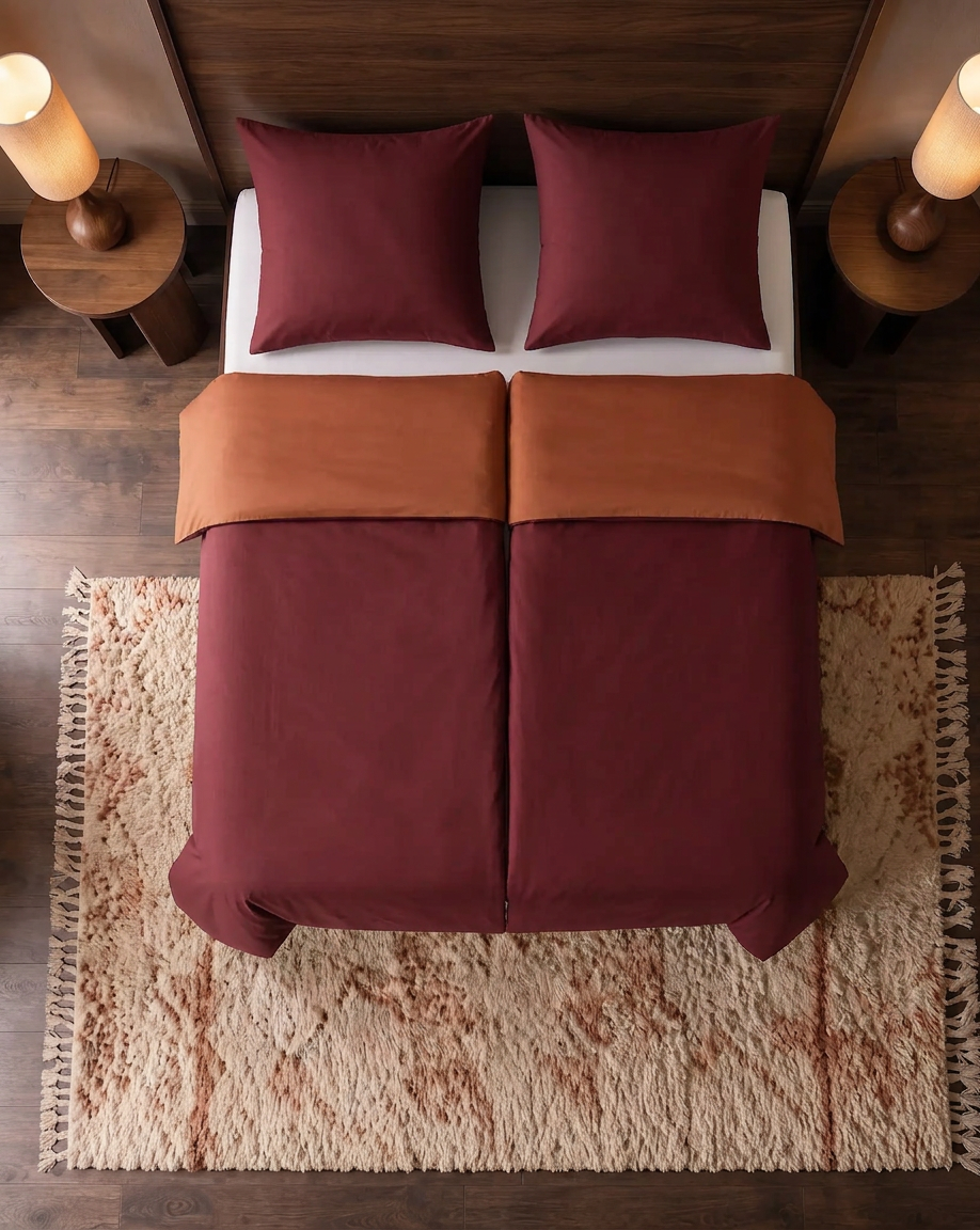 Zelesta Pure Duo No Stitch Baumwolle Bettdecke - Braun & Rot