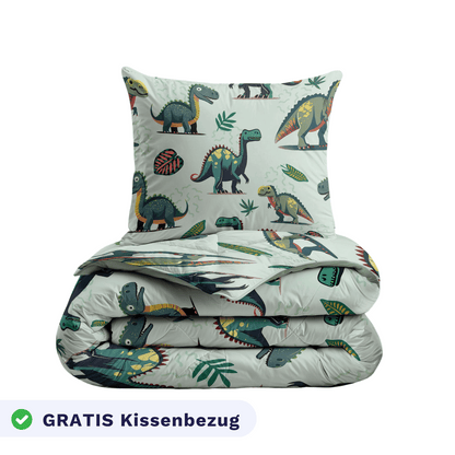 Zelesta Kiddybed - Dino: Kinder-Bettwäsche mit Dinosaurier-Print, inklusive Bettdecke und waschbarem hypoallergenen Kissenbezug. GRATIS Kissenbezug!.