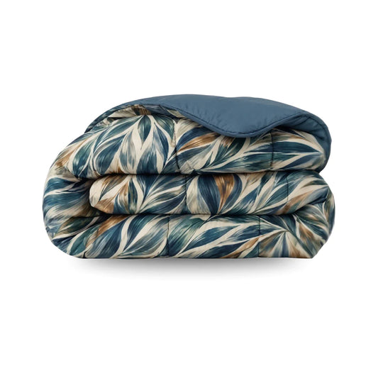 zailistade.comluxe Design Baumwollsatin Bettdecke - Blue Multicolor Leaves