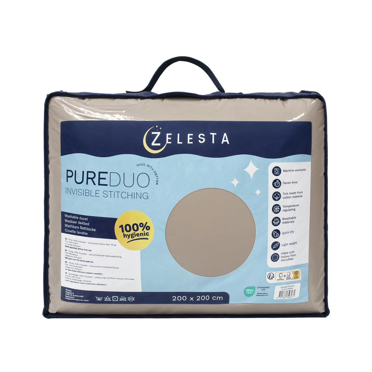 Zelesta Pure Duo No Stitch Baumwolle Bettdecke - Grau & Cremefarben
