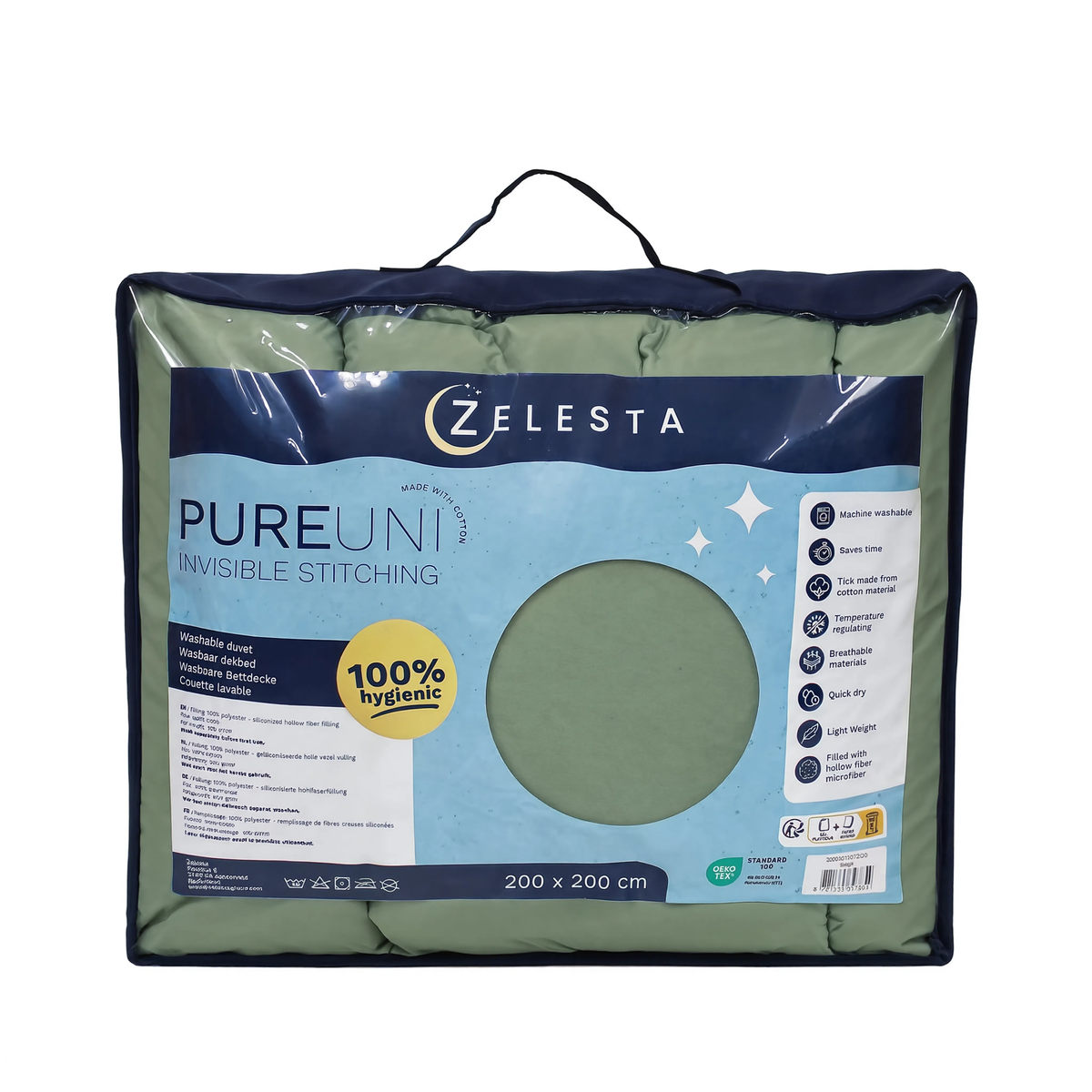 Zelesta Pure Uni No Stitch Baumwolle Bettdecke - Lodengrün