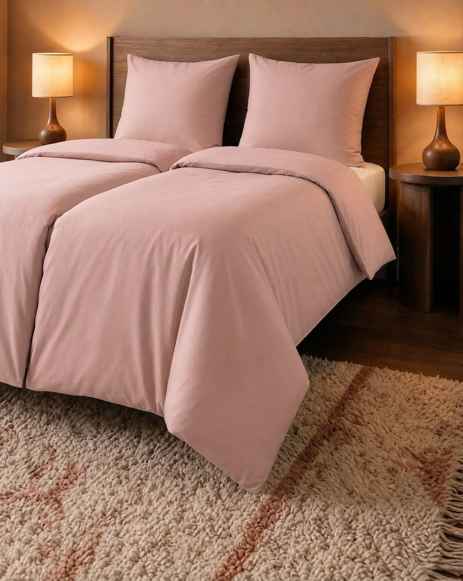 Zelesta Pure Uni No Stitch Baumwolle Bettdecke - Nebelrosa