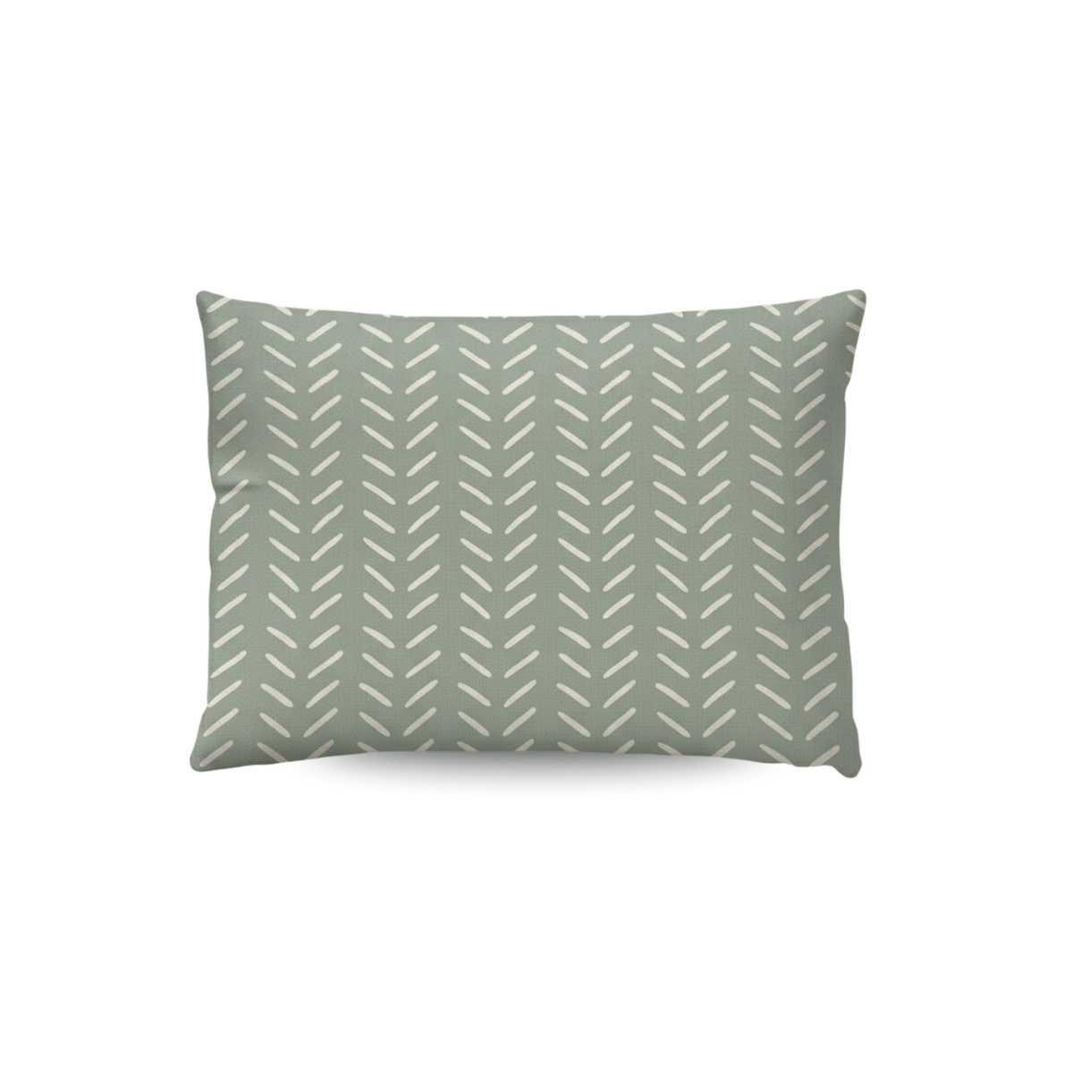 Das Zelesta Wonderbed Kissenbezüge Set von 2 - Olive Stitches besteht aus rechteckigen 80x80 Kissenbezügen in grünlich-grau mit weißem Chevron-Muster, hergestellt aus superweicher Mikrofaser und waschmaschinengeeignet, abgebildet auf einem weißen Hintergrund.