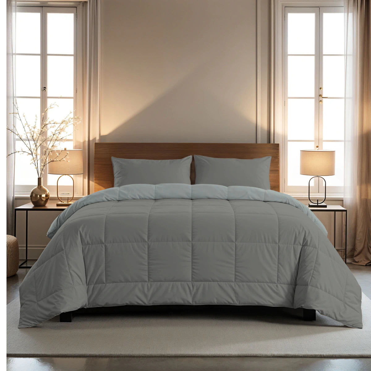 Zelesta Pure Duo Baumwolle Sommerbettdecke - Dunkelgrau & Hellgrau
