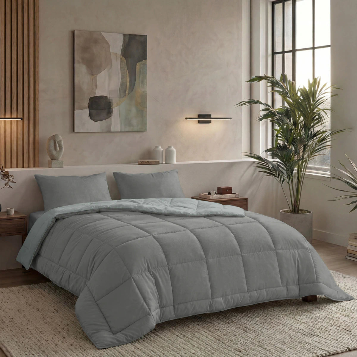 Zelesta Pure Duo Baumwolle Sommerbettdecke - Dunkelgrau & Hellgrau