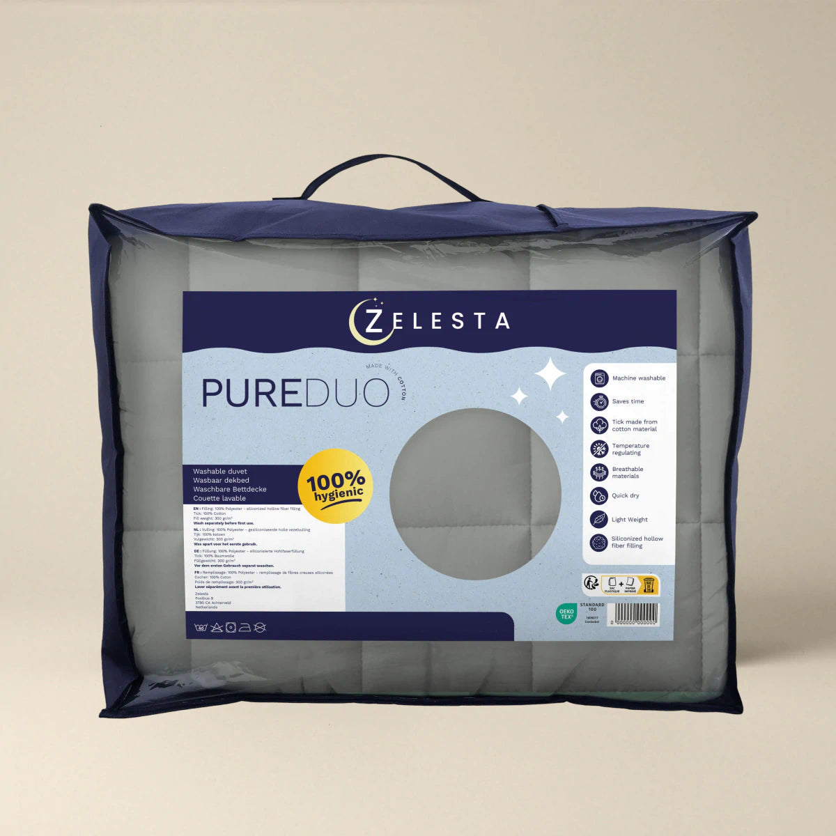 Zelesta Pure Duo Baumwolle Sommerbettdecke - Dunkelgrau & Hellgrau