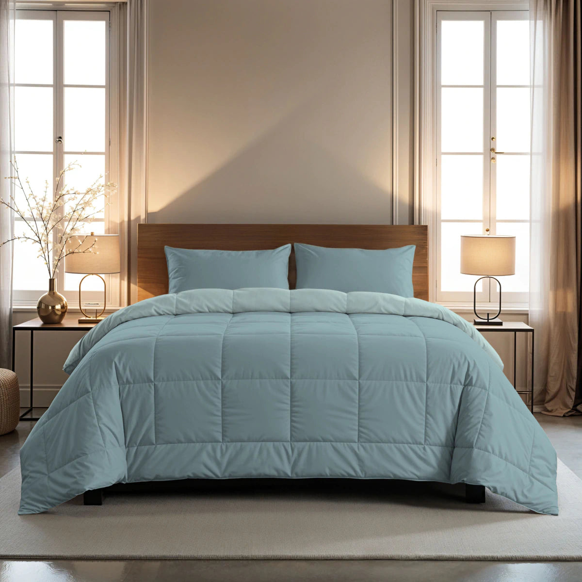 Zelesta Pure Duo Baumwolle Bettdecke - Graublau & Hellblau