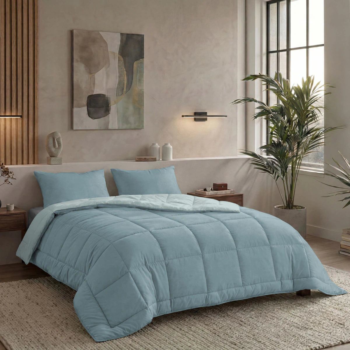 Zelesta Pure Duo Baumwolle Bettdecke - Graublau & Hellblau