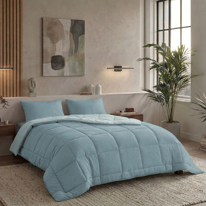 Zelesta Pure Duo Baumwolle Sommerbettdecke - Graublau & Hellblau