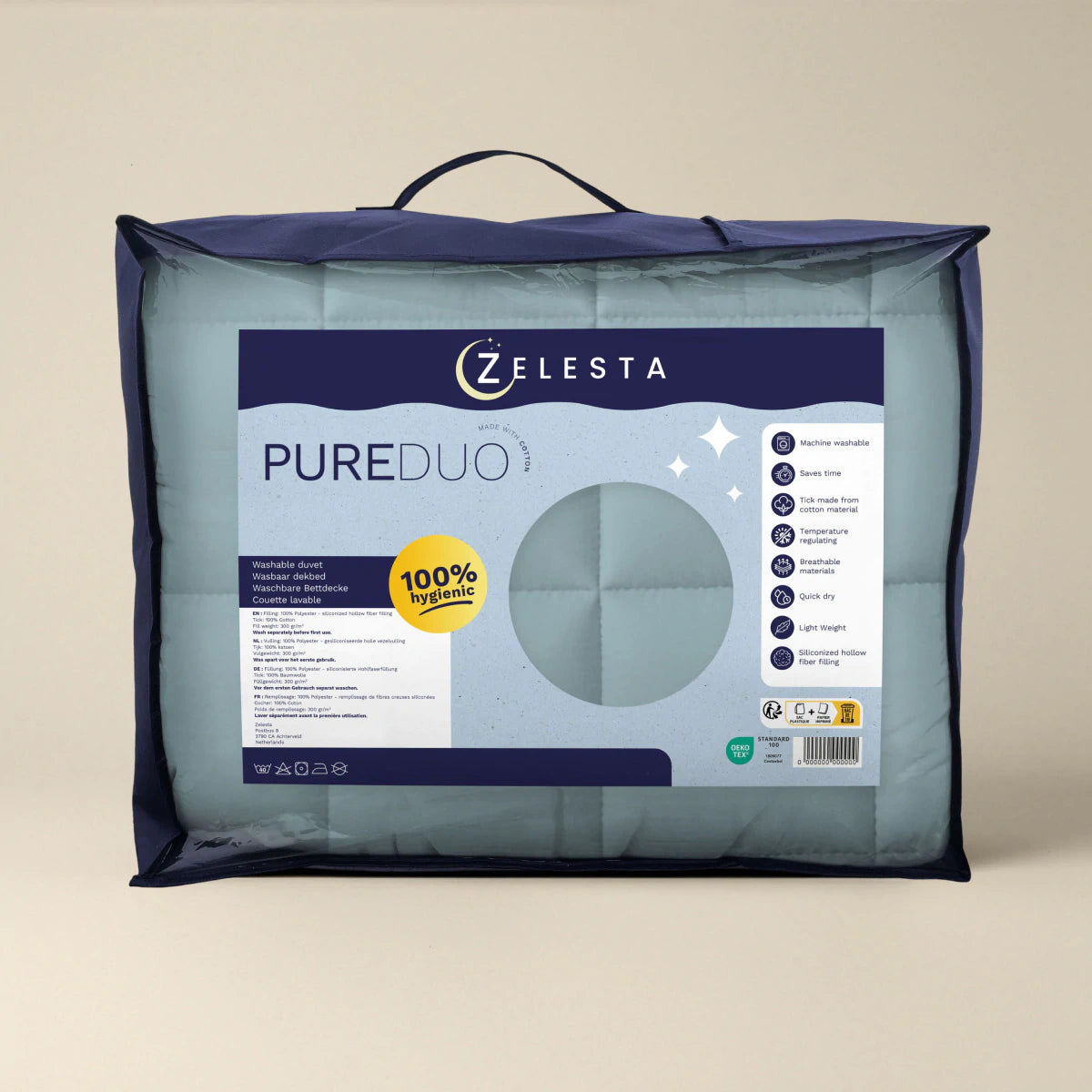 Zelesta Pure Duo Baumwolle Bettdecke - Graublau & Hellblau