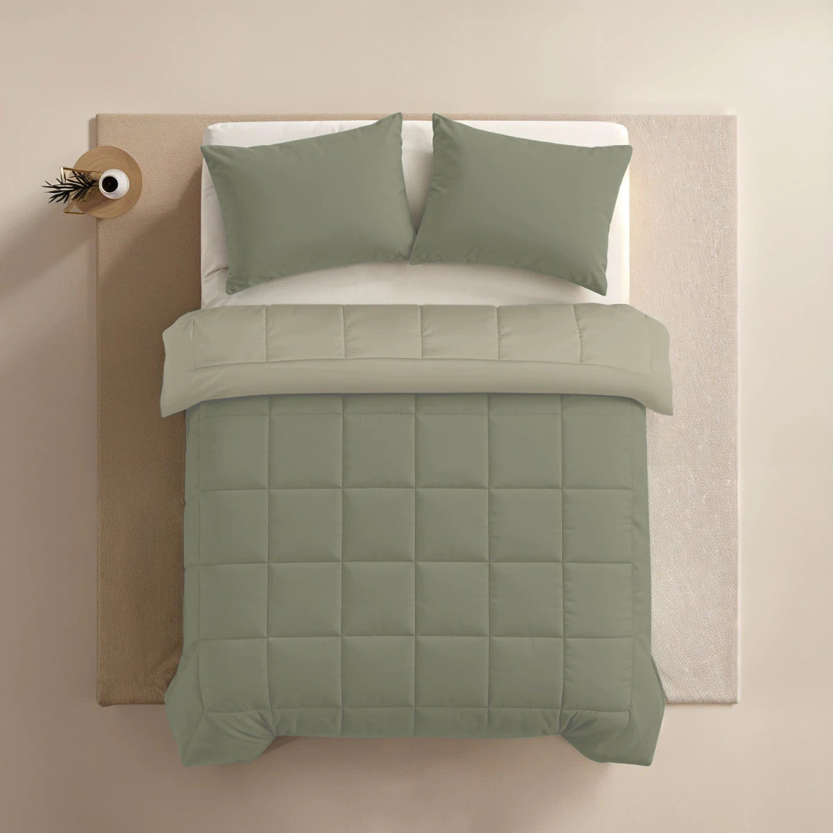 Zelesta Pure Duo Baumwolle Bettdecke - Graugrün & Zartes Graugrün