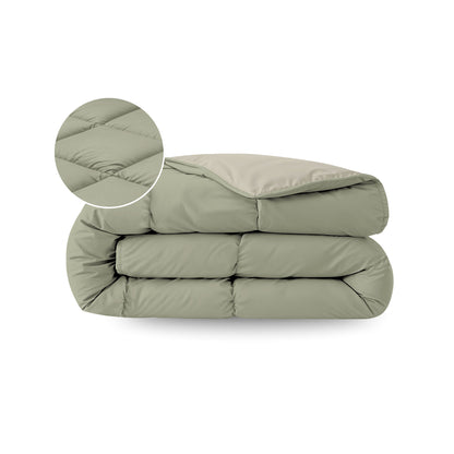 Zelesta Pure Duo Baumwolle Sommerbettdecke - Graugrün & Zartes Graugrün