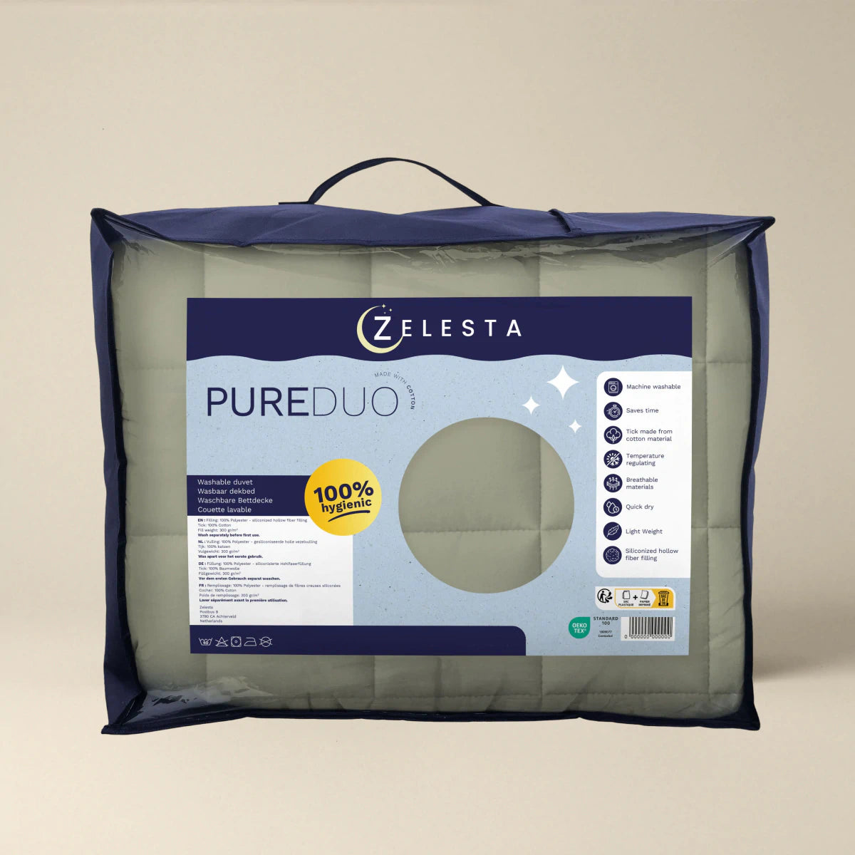 Zelesta Pure Duo Baumwolle Sommerbettdecke - Graugrün & Zartes Graugrün