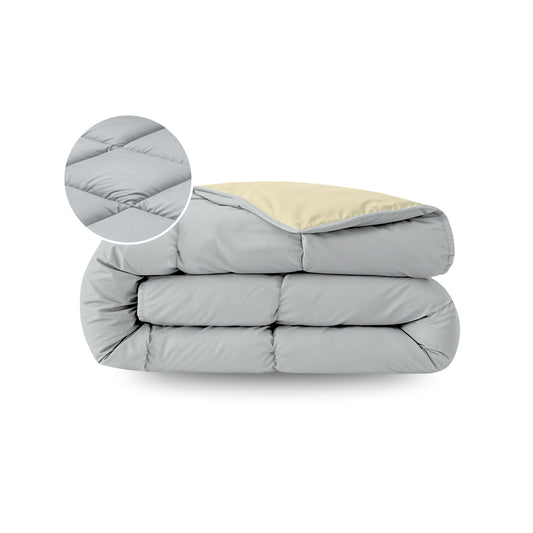 Zelesta Pure Duo Baumwolle Sommerbettdecke - Hellgrau & Buttergelb
