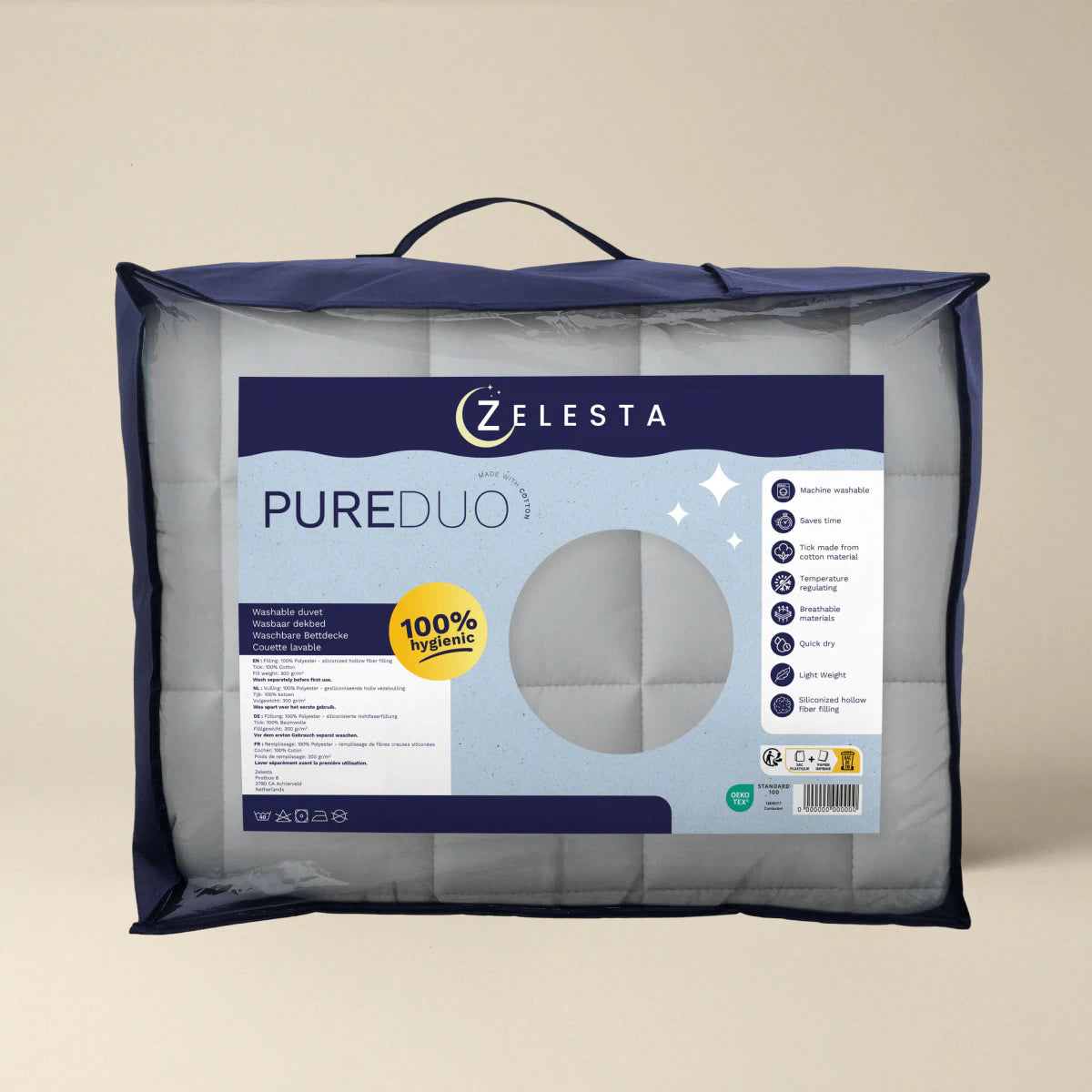 Zelesta Pure Duo Baumwolle Bettdecke - Hellgrau & Buttergelb