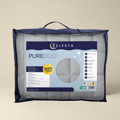 Zelesta Pure Duo Baumwolle Bettdecke - Hellgrau & Buttergelb