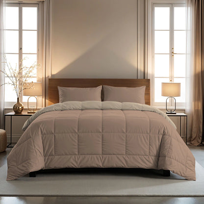 Zelesta Pure Duo Baumwolle Bettdecke - Rosabraun & Betonbraun