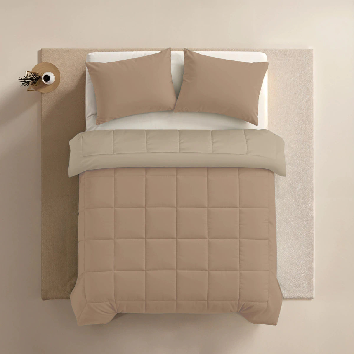 Zelesta Pure Duo Baumwolle Bettdecke - Rosabraun & Betonbraun