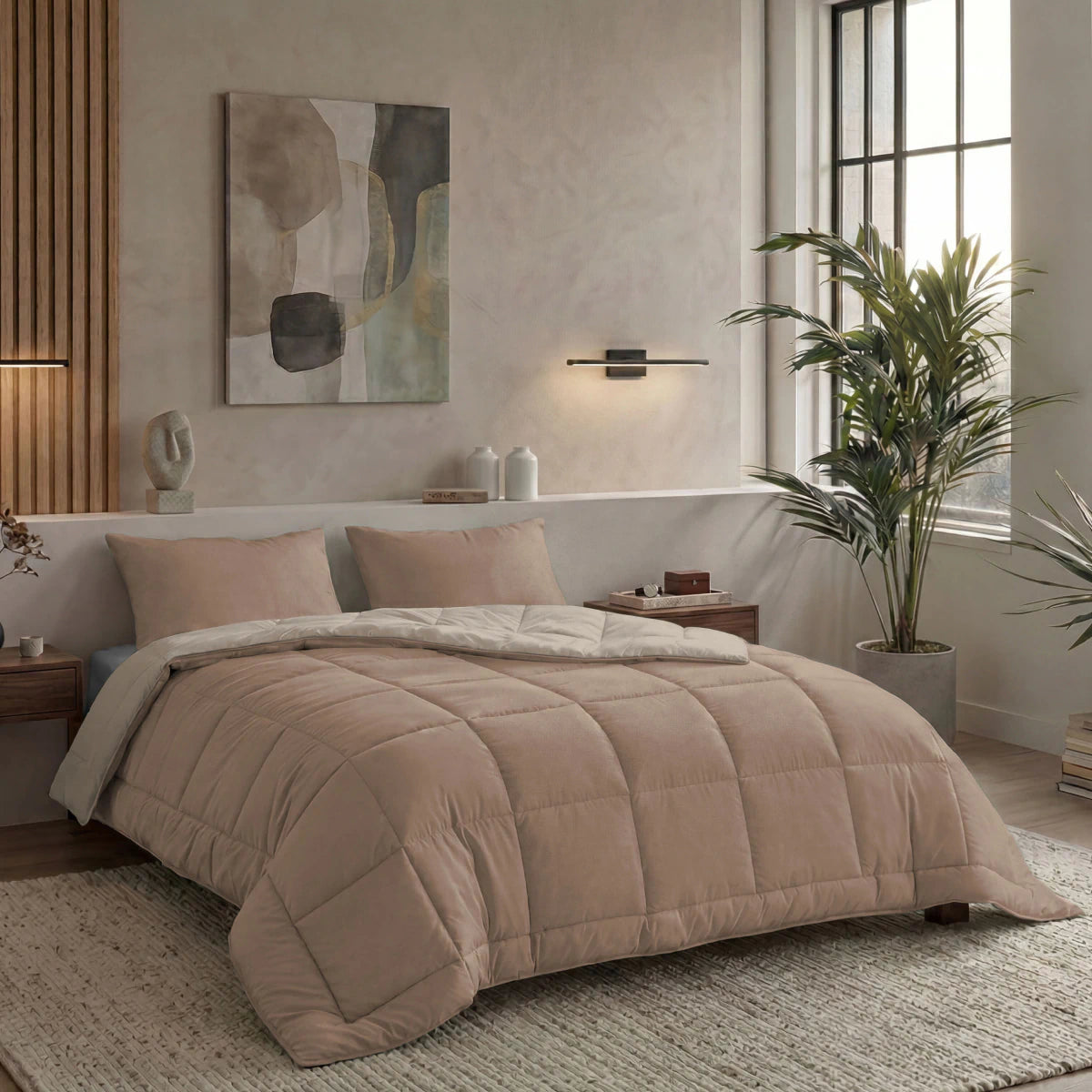 Zelesta Pure Duo Baumwolle Bettdecke - Rosabraun & Betonbraun